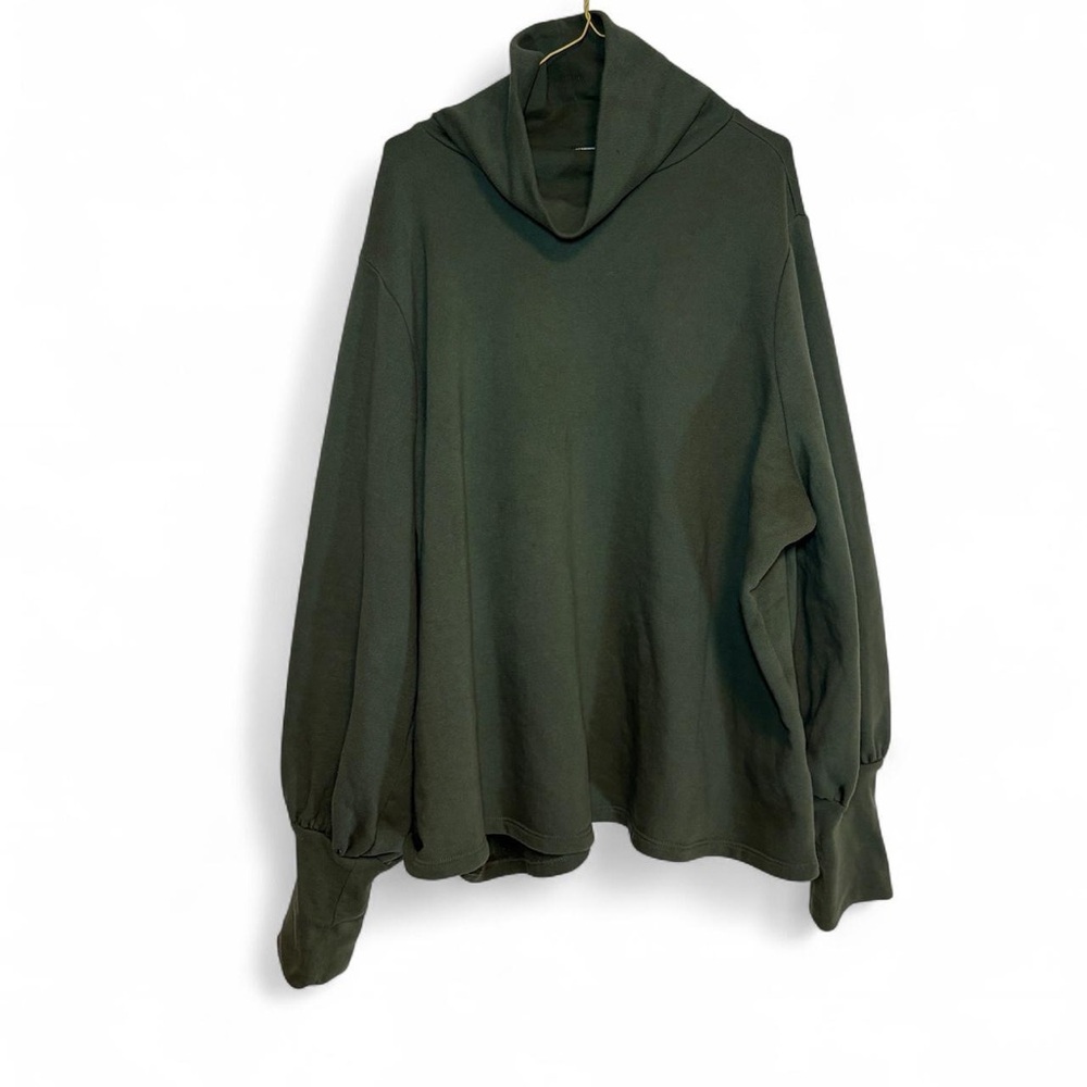 Candace Cameron Bure Green Oversized Cowl Neck Sweatshirt